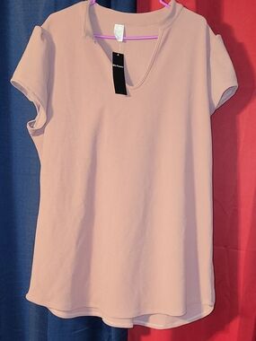 Blush Pink Women's V-Neck Short Sleeve Top Milly Penzance NEW Plus SIZE
